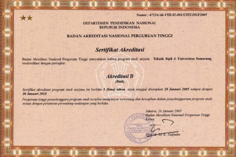 Akreditasi S1 Teknik Sipil 2005