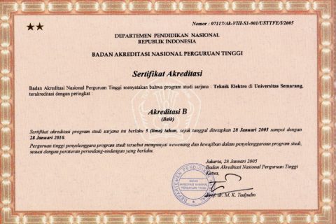 Akreditasi S1 Teknik Elektro 2004