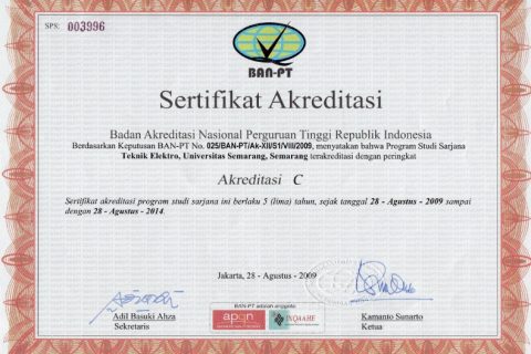Akreditasi S1 Teknik Elektro 2009