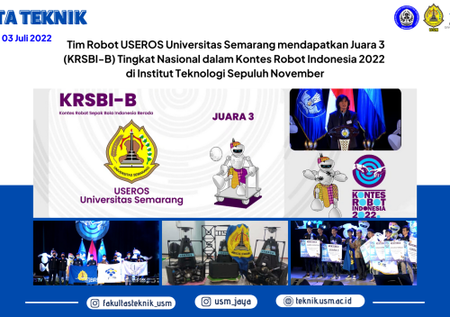 Tim Robot USEROS Universitas Semarang mendapatkan Juara 3 Tingkat Nasional KRI 2022